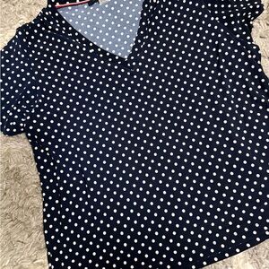Tommy Hilfiger Blue and White Polka Dot Top
